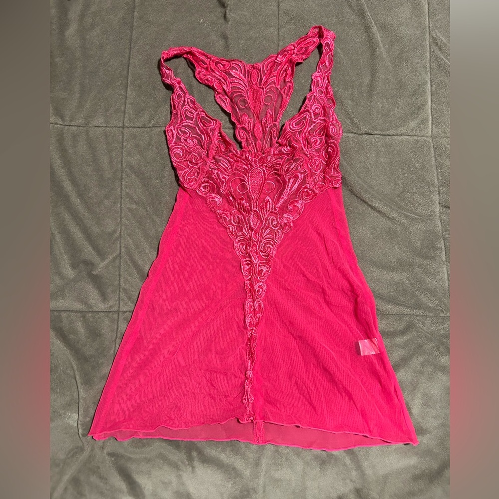 Pink lace and see through babydoll